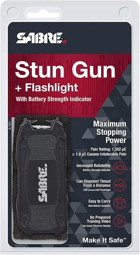 SABRE Stun Gun with LED Flashlight High Power Personal Self Defense Tool Royal Hunting Store