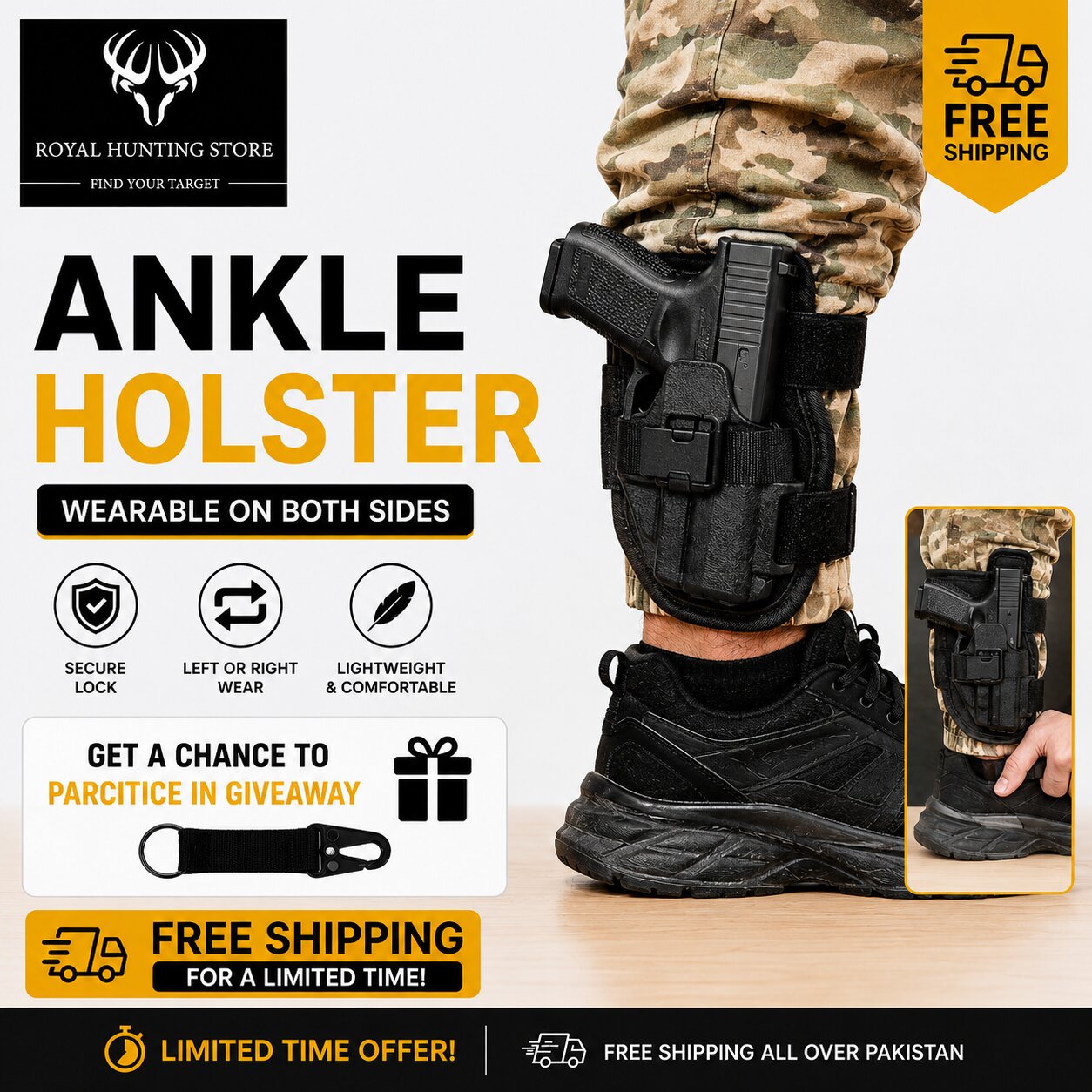 Universal Ankle Holster for Pistols | Concealed Carry Holster Pakistan