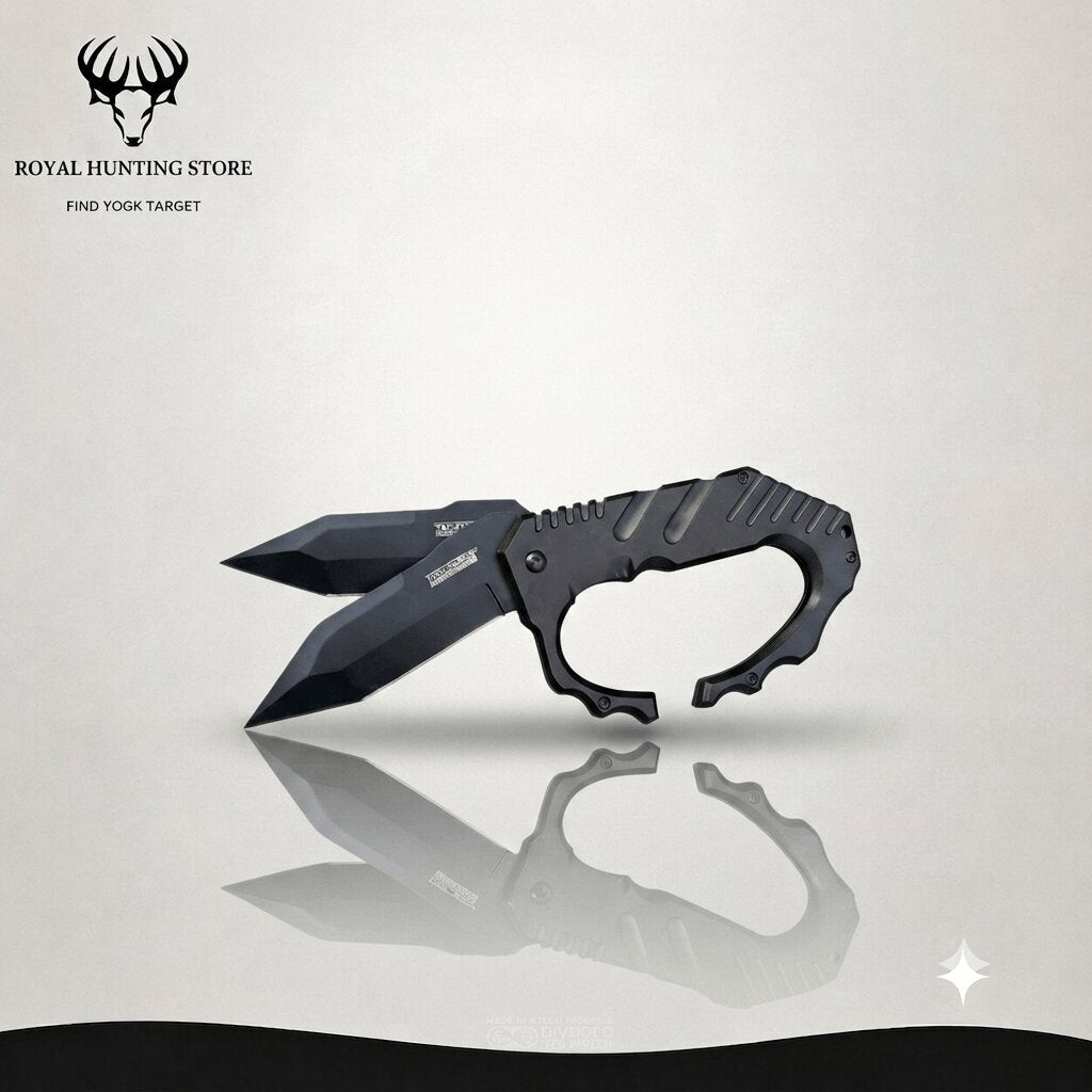 Tactical Dual Blade Finger Ring Knife Compact Self Defense Tool Royal Hunting Store