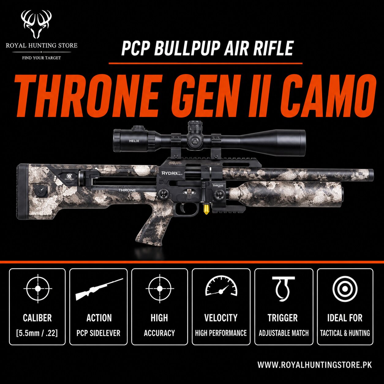Reximex Throne Gen II CAMO/SKULL PCP AIR RIFLE